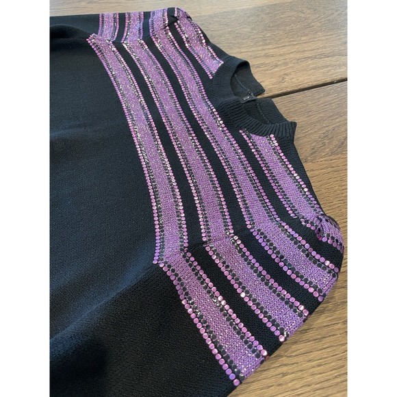 Vtg ‘83 Rare St John For Saks Fifth Avenue Purple Sequin Sweater Women’s 12 - Picture 5 of 16